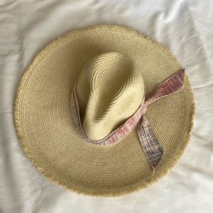 Frye Frayed Wide Brim Fedora Sunhat